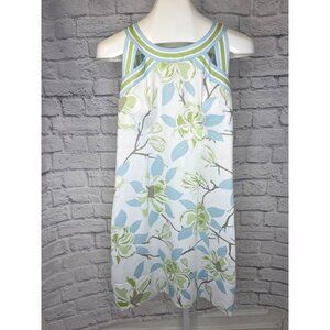 Gretchen Scott Jersey Isoscale Dress Floral Green and Blue Ladies Size Small